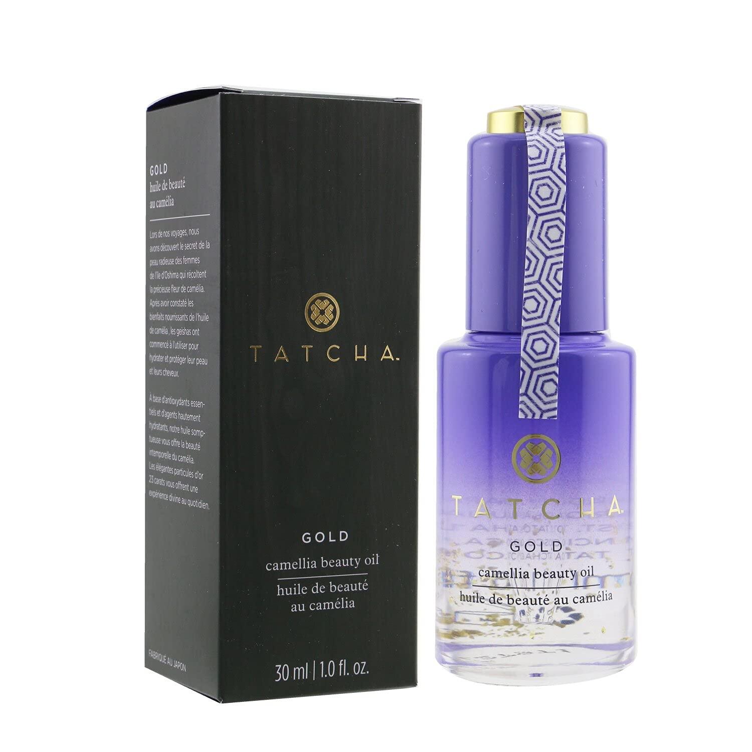 imageTATCHA Gold Camellia Beauty Oil  Moisturizing Face Body and Hair Oil Infused with 23karat Gold flakes  30 ml  1 oz