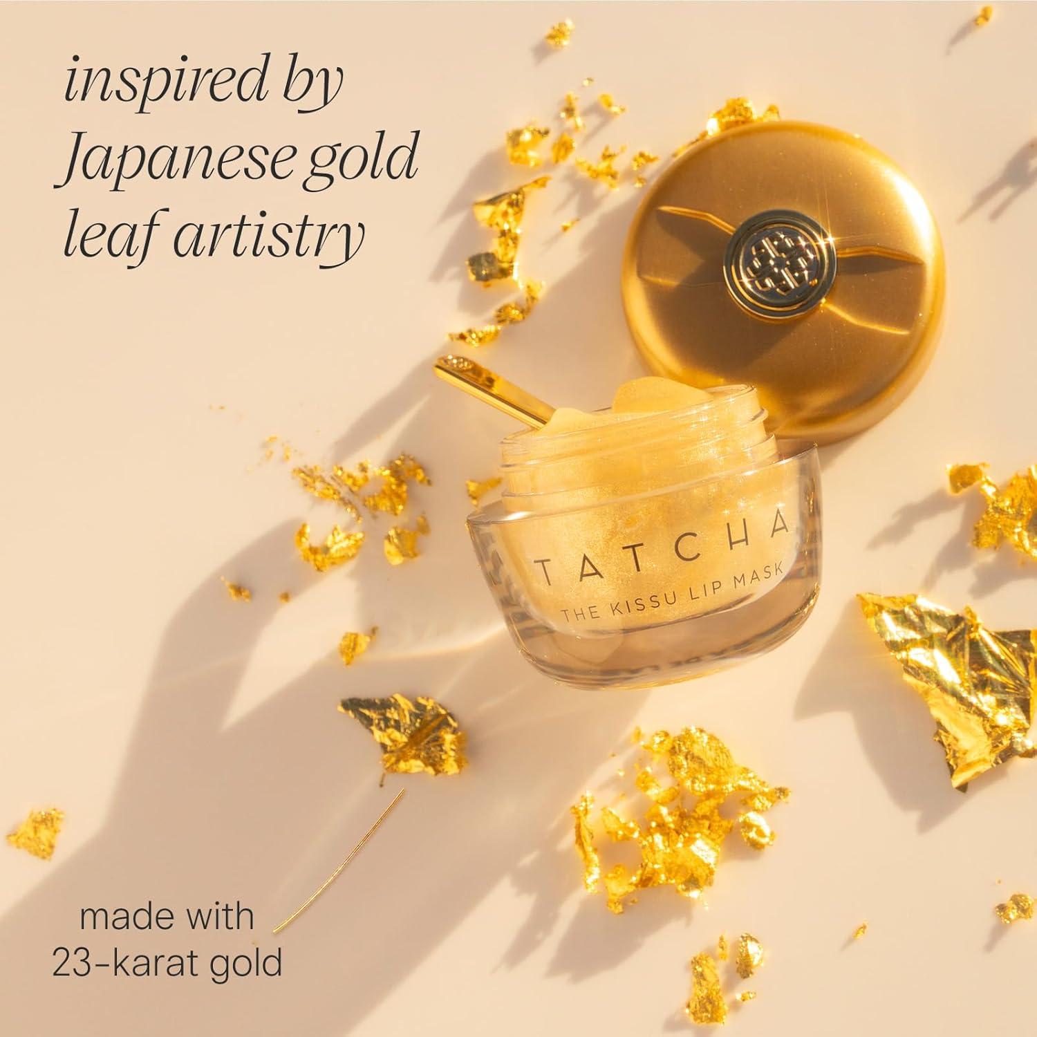 imageTATCHA The Kissu Gold Leaf Lip Mask  LimitedEdition Restorative Shimmery Lip Mask  Visibly Plumps and Softens for Lush Lips