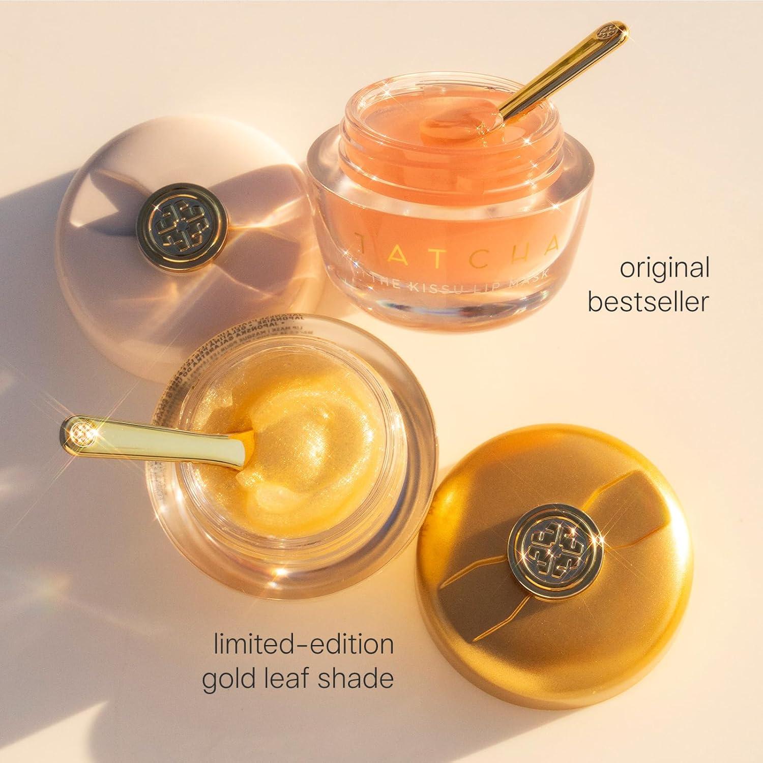 imageTATCHA The Kissu Gold Leaf Lip Mask  LimitedEdition Restorative Shimmery Lip Mask  Visibly Plumps and Softens for Lush Lips