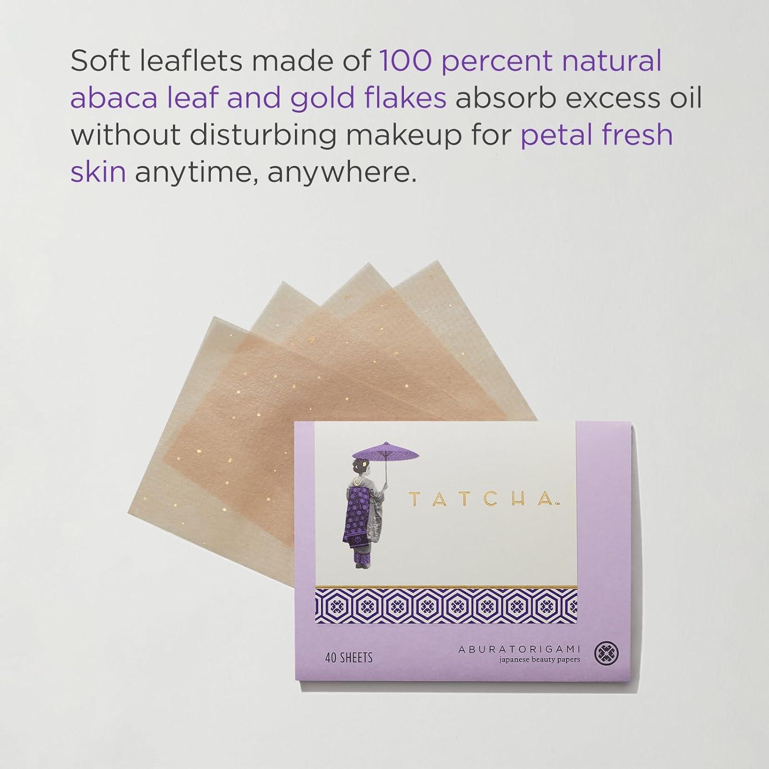 imageTatcha Aburatorigami Blotting Papers 100 Natural Abaca Leaf ampamp Gold Flakes Absorb Excess Oil 40 Pack