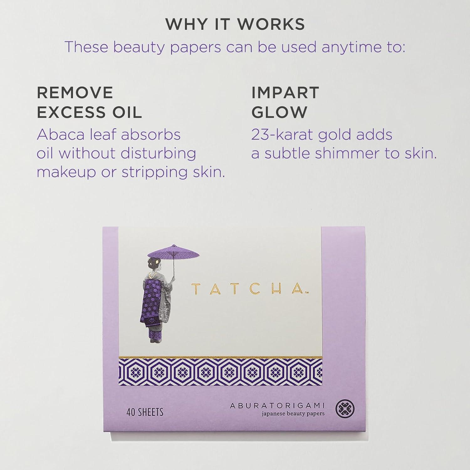 imageTatcha Aburatorigami Blotting Papers 100 Natural Abaca Leaf ampamp Gold Flakes Absorb Excess Oil 40 Pack