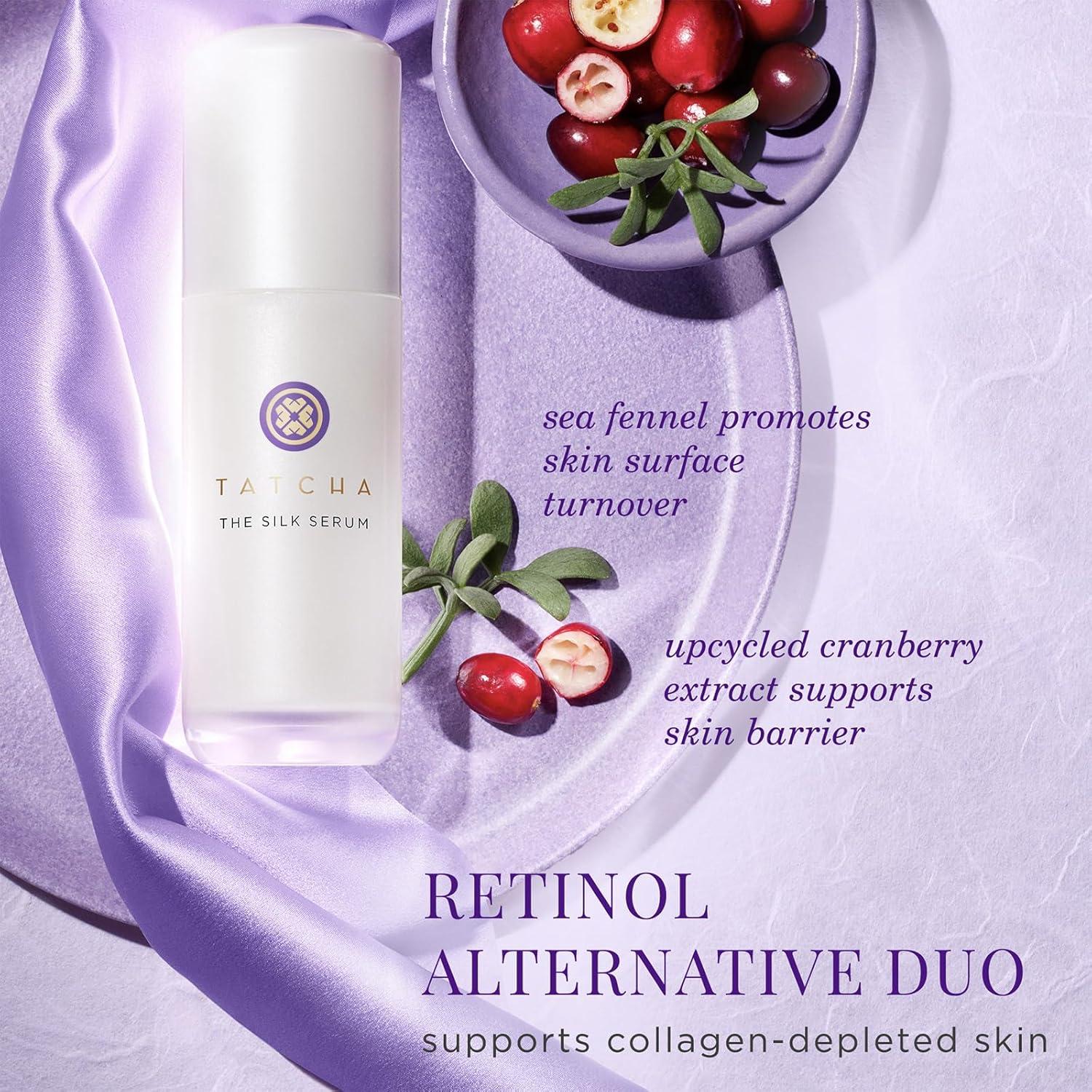 imageTatcha Nourishing Care Set for Softer FirmerLooking Skin  Mini Silk Cream Mini Camellia Cleansing Oil and Full Size Silk Serum 150 Value